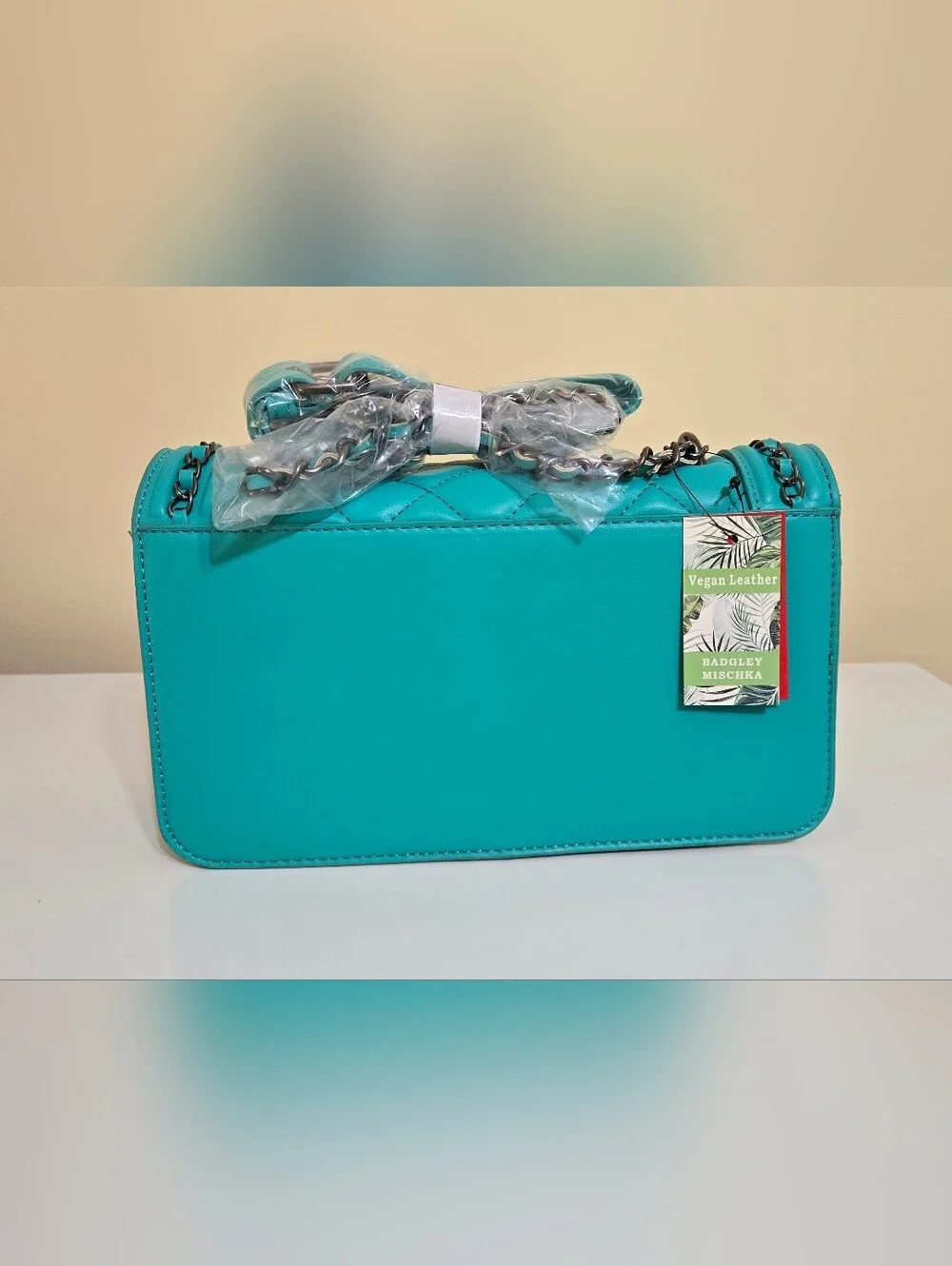 Badgley Mischka Quilted Crossbody Bag in Teal Green